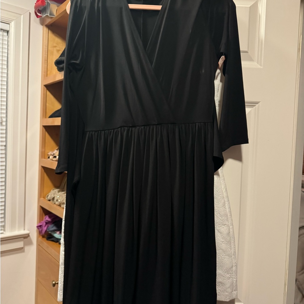 Black Michael Kors long sleeve wrap dress